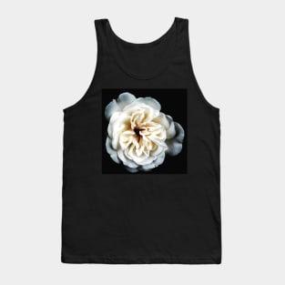 White Rose on Black Tank Top